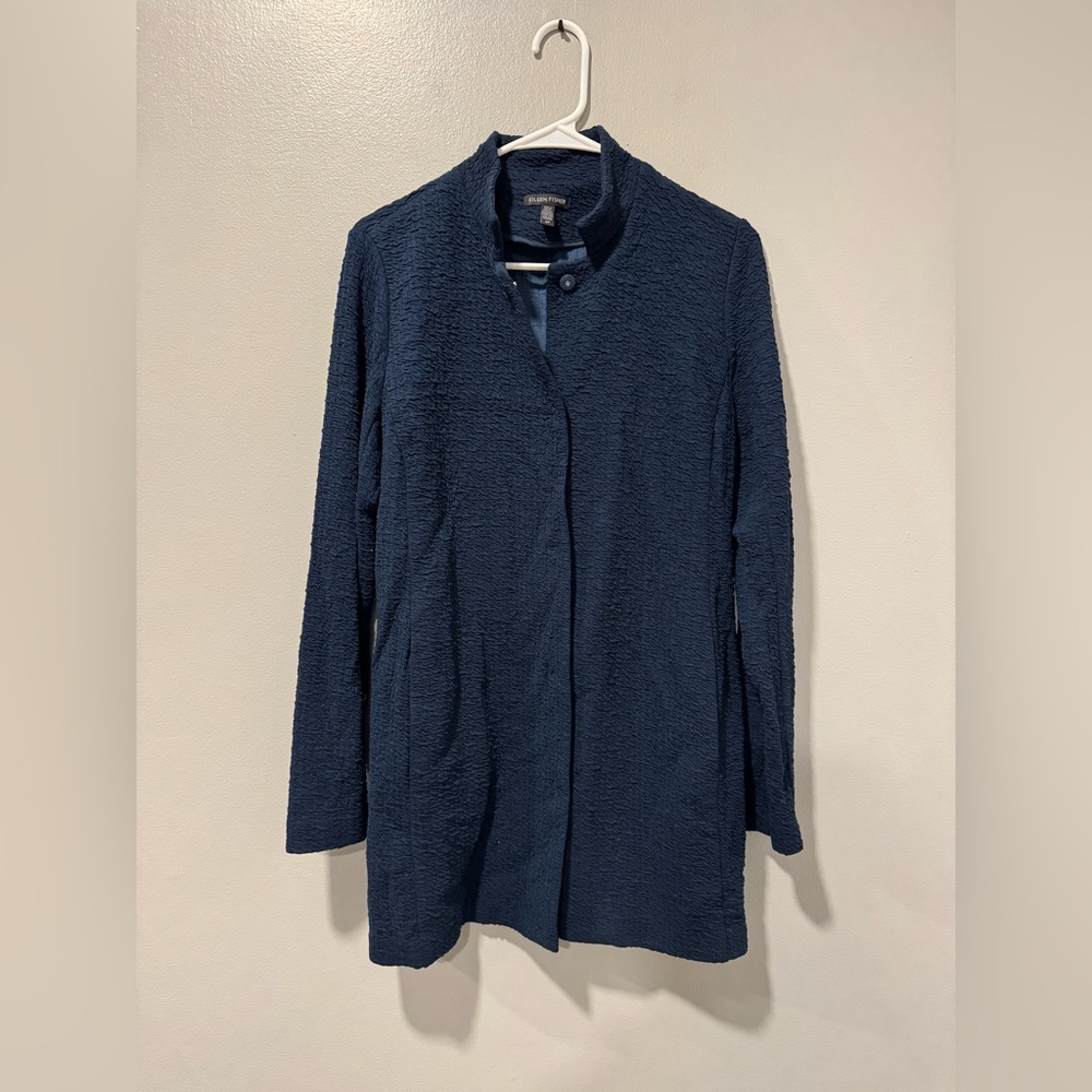 Eileen Fisher Textured Cardigan in Navy Blue Size Small